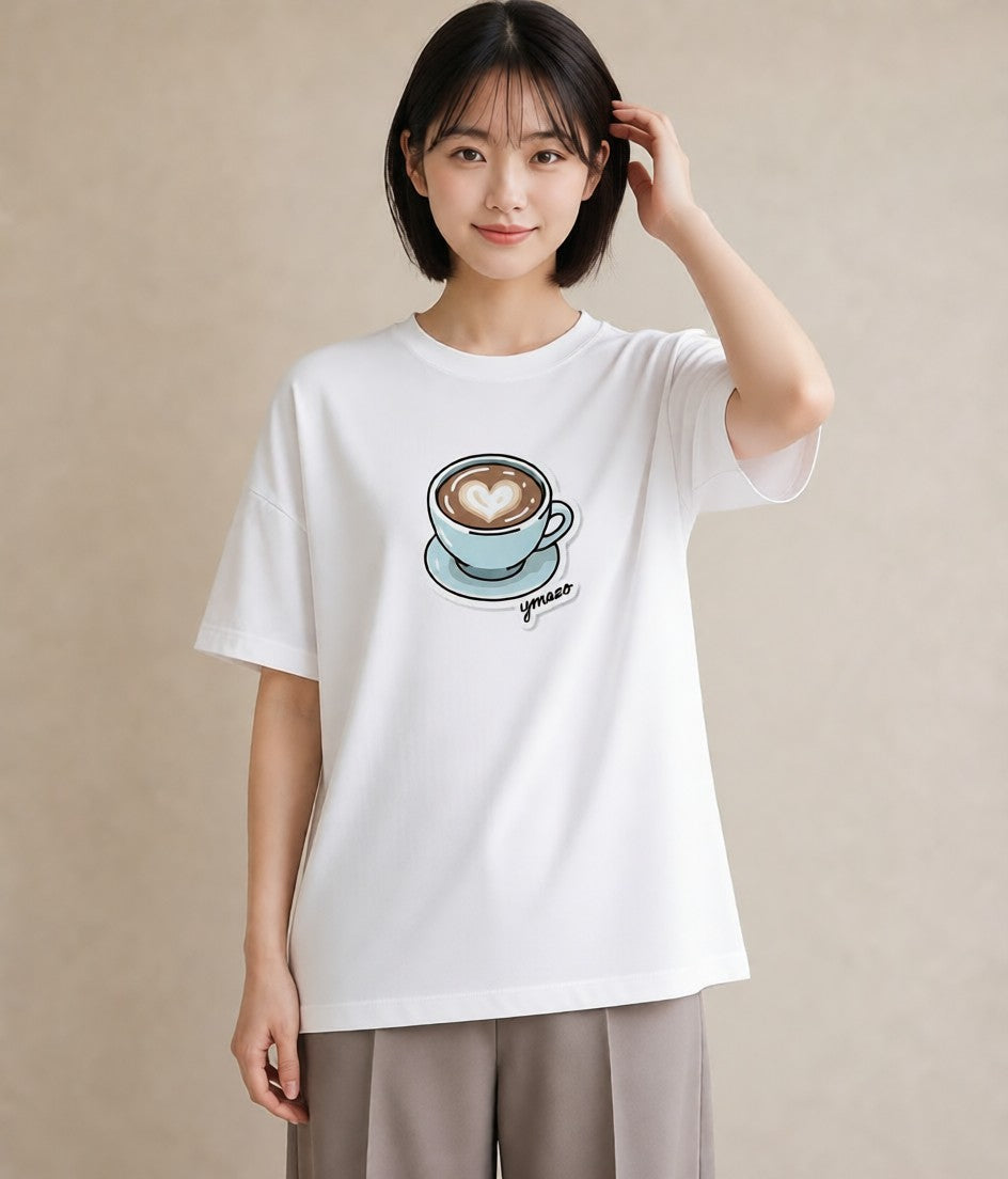グラフィックTシャツ レディース カフェオレ 食べ物 フード イラスト ラフ 公園 ママ 白T