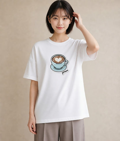 グラフィックTシャツ レディース カフェオレ 食べ物 フード イラスト ラフ 公園 ママ 白T