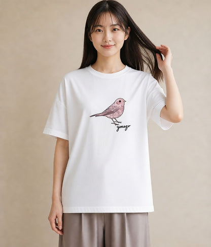 半袖Tシャツ レディース マメルリハ ペット 動物 イラスト シンプル ラフ レイヤード 白T