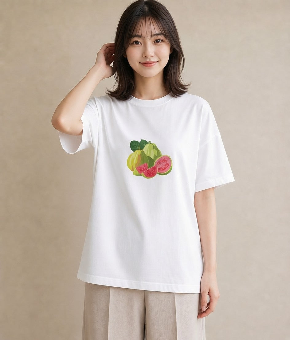 プリントTシャツ レディース メロン 食べ物 フード イラスト フェミニン 夏コーデ 通学 白T