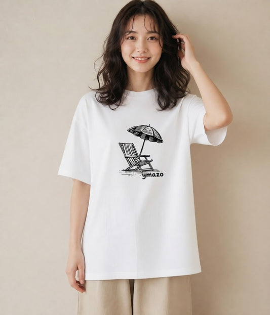 Tシャツ レディース 窓辺の椅子 窓辺 椅子 ナチュラル アンティーク イラスト ユニーク カフェ服 クリスマス 白T