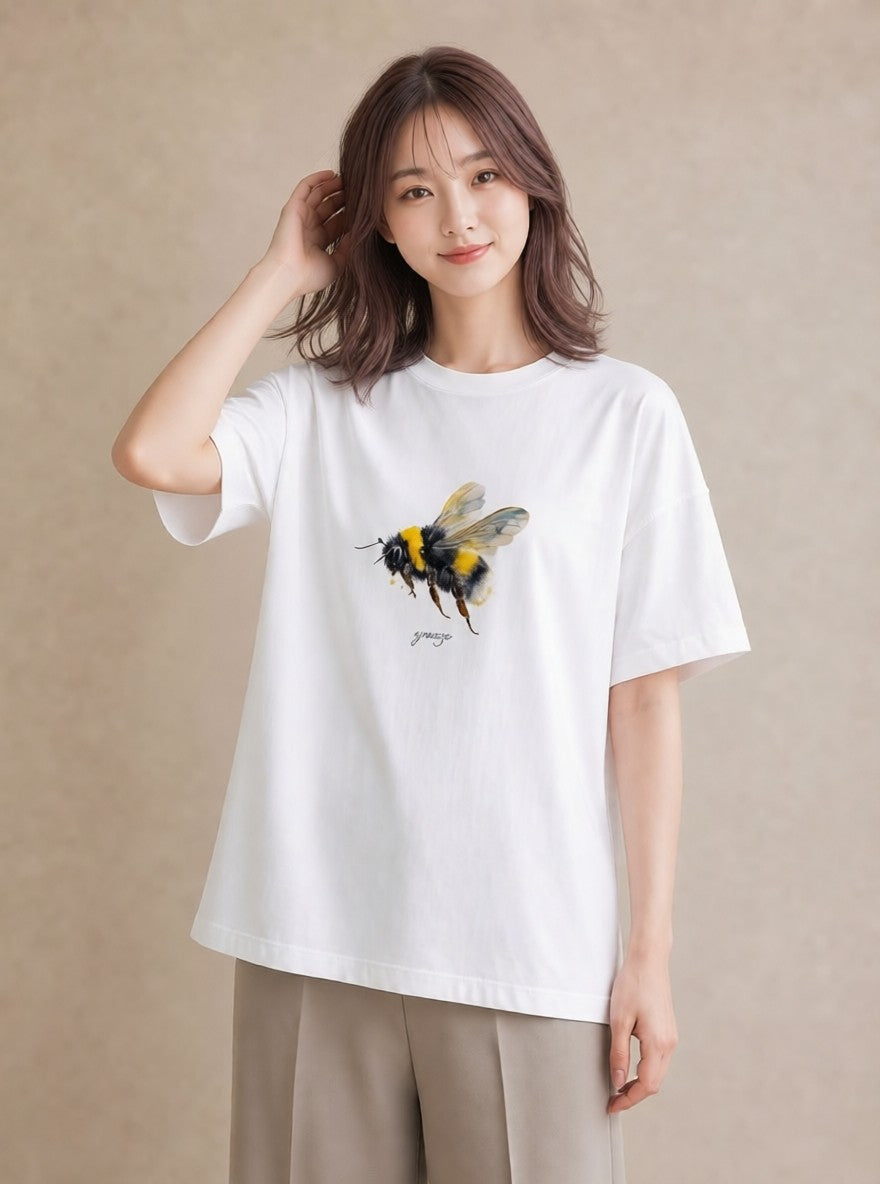 デザインTシャツ レディース ハニー 食べ物 フード イラスト こなれ感 誕生日プレゼント 綿100 白T