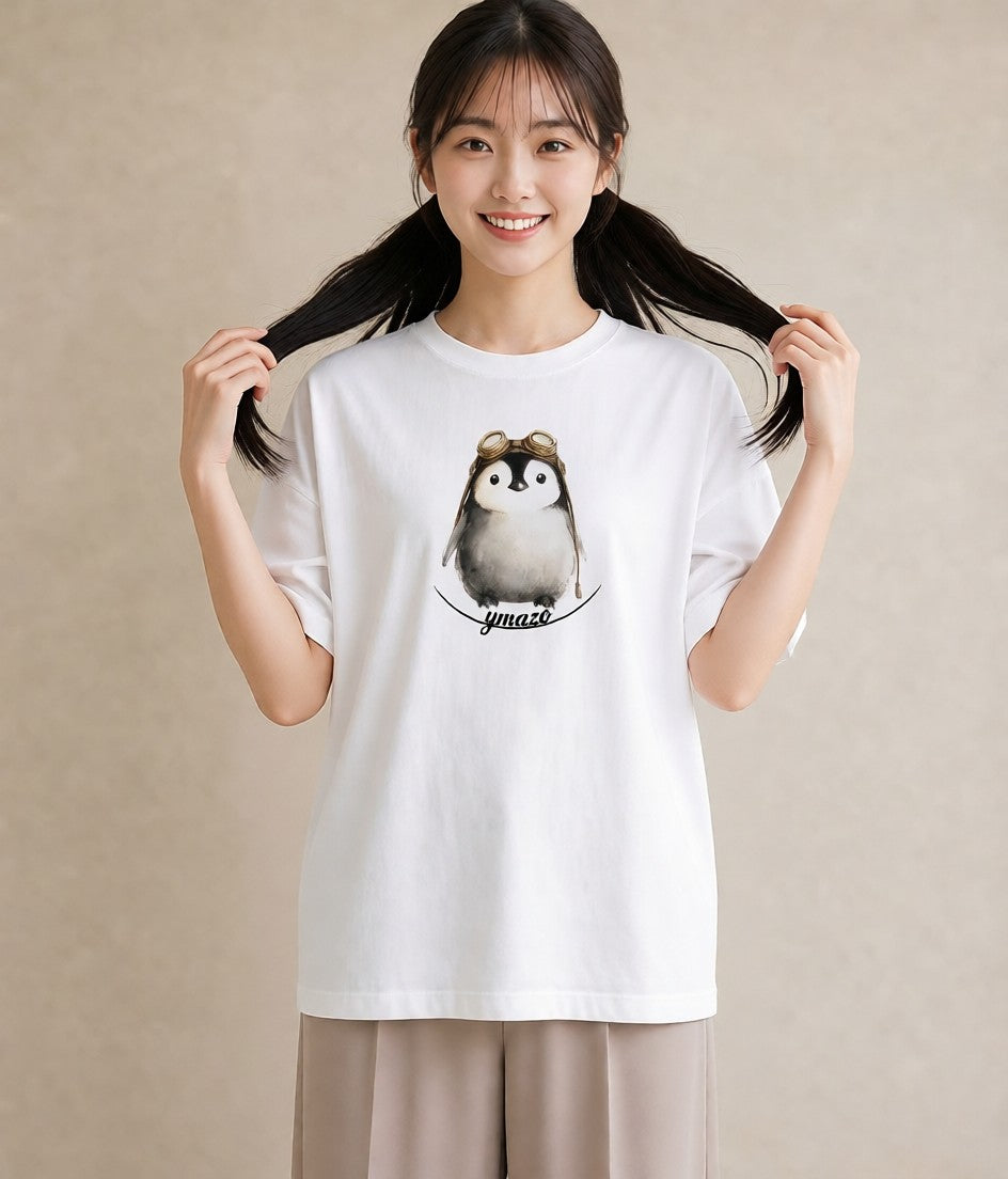 グラフィックTシャツ レディース ペンギン ぺんぎん 動物 アニマル イラスト きれいめカジュアル 秋コーデ おしゃれギフト 白T