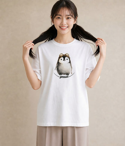 グラフィックTシャツ レディース ペンギン ぺんぎん 動物 アニマル イラスト きれいめカジュアル 秋コーデ おしゃれギフト 白T