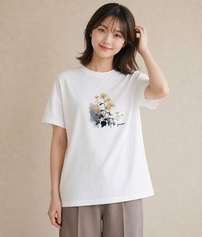 Tシャツ レディース たんぽぽ 花 花柄 イラスト 北欧風 ギフト 母の日 白T