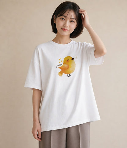 グラフィックTシャツ レディース マメルリハ ペット 動物 イラスト ユニーク お出かけ 普段着 白T