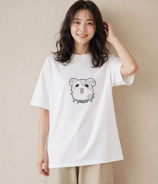 Tシャツ レディース ハムスター ペット 動物 イラスト 姉妹 送別ギフト 白T