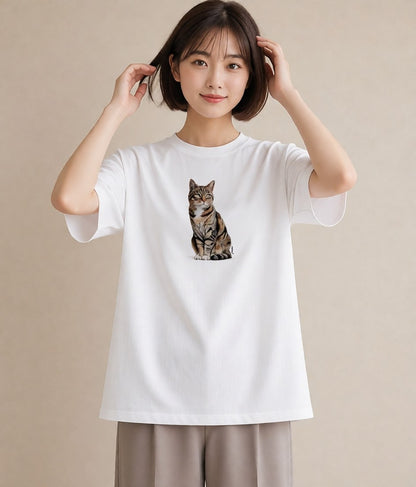 デザインTシャツ レディース ソマリ 猫 ねこ イラスト フェミニン 春コーデ 姉妹 白T