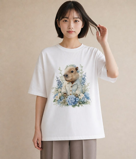 デザインTシャツ レディース ジャンガリアンハムスター ペット 動物 イラスト ガーリー 在宅 公園 白T