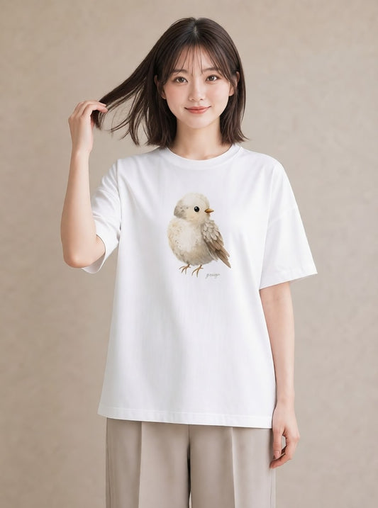 半袖Tシャツ レディース 文鳥 ペット 動物 イラスト ユニーク 通学 誕生日プレゼント 白T