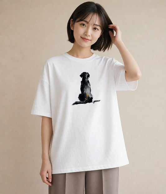 半袖Tシャツ レディース 老犬 犬 いぬ イラスト ゆるコーデ ペアコーデ 秋コーデ 白T
