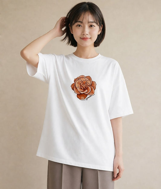 Tシャツ レディース カーネーション 花 花柄 イラスト こなれ感 帰省 ラフ 白T
