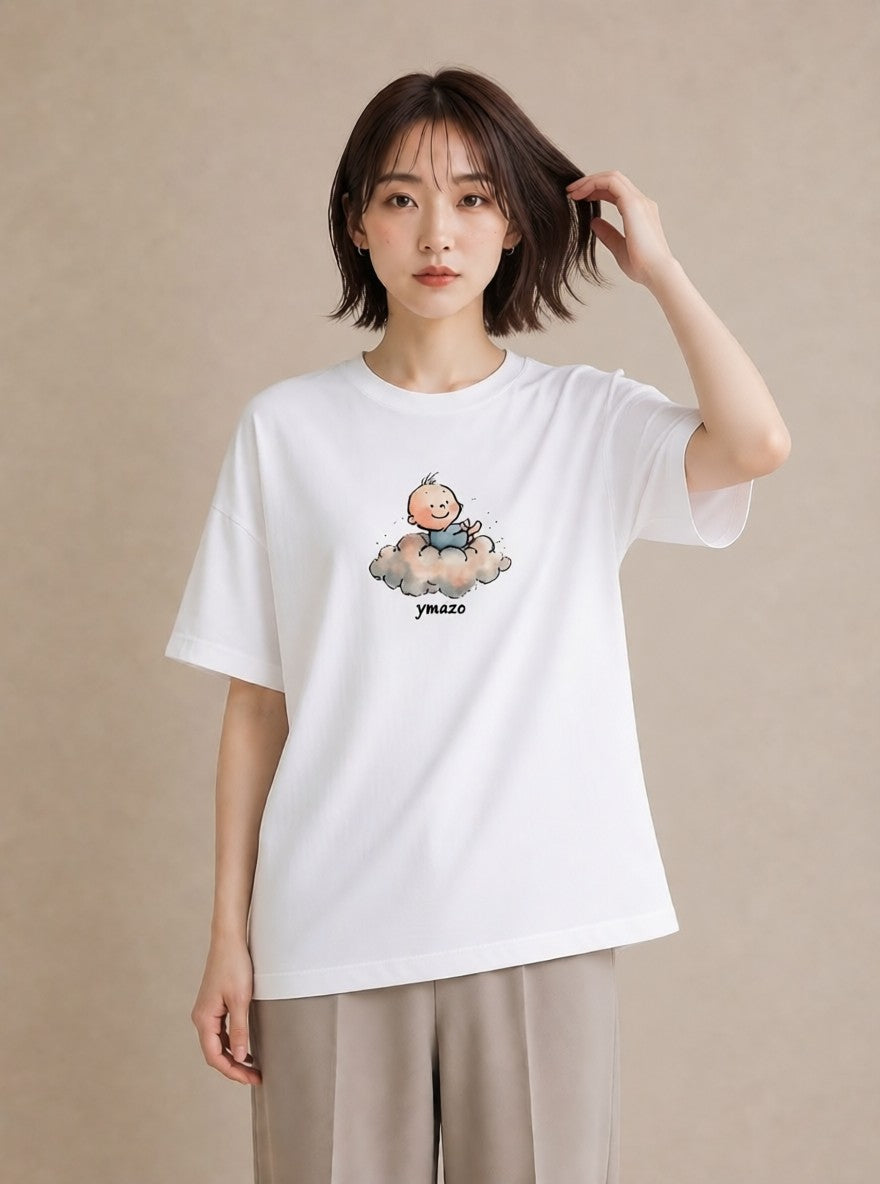 デザインTシャツ レディース 雲 星空 宇宙 イラスト 個性的 旅行用 海 白T