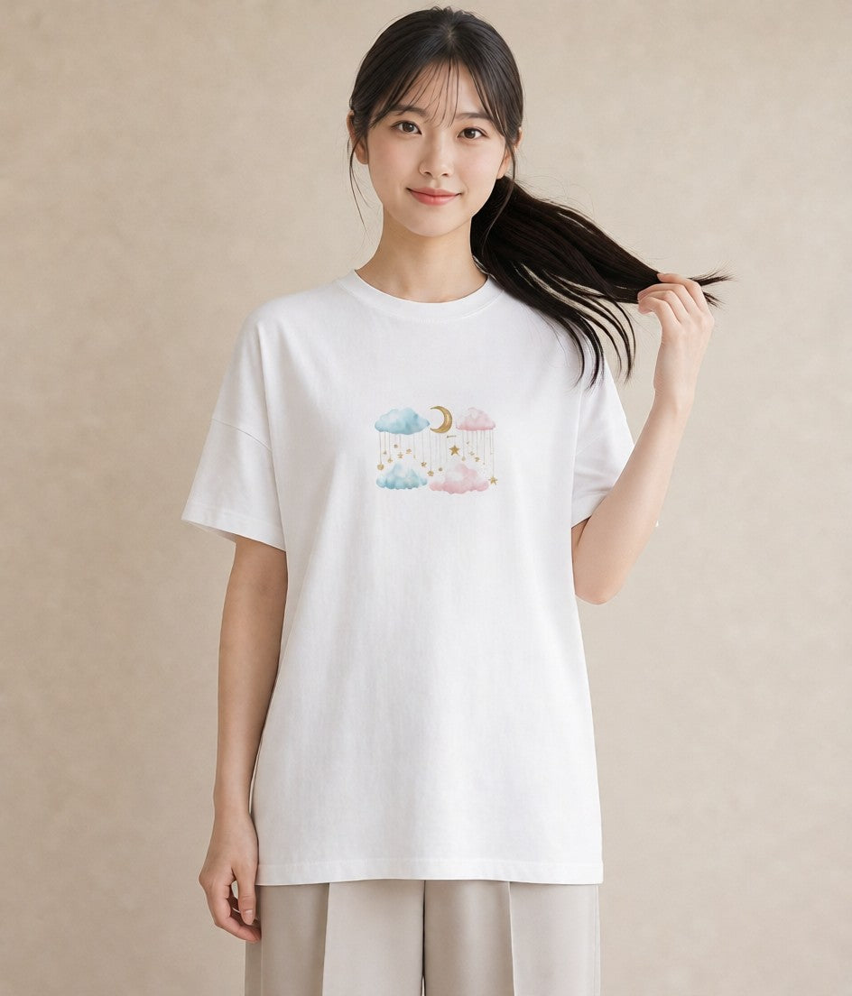Tシャツ レディース 窓辺の雨 雨の日 窓 ナチュラル アンティーク イラスト ニュアンス ビーチ デイリーウェア 白T