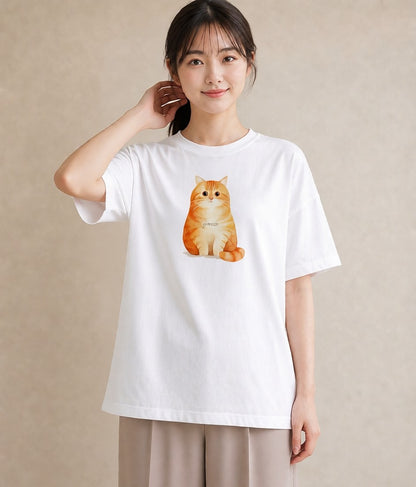 デザインTシャツ レディース マンチカン 猫 ねこ イラスト 韓国風 送別ギフト 通勤 白T