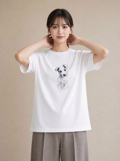 プリントTシャツ レディース 保護犬 犬 いぬ イラスト シック 公園 ママ 白T