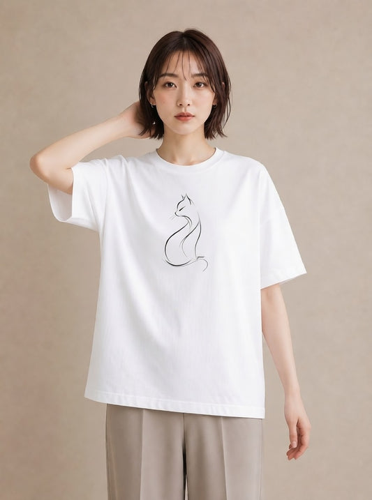 Tシャツ レディース 猫 ねこ ネコ イラスト レトロ 姉妹 送別ギフト 白T