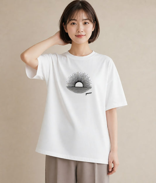 デザインTシャツ レディース 海 リゾート 夏 イラスト シック 母娘コーデ 自分用 白T