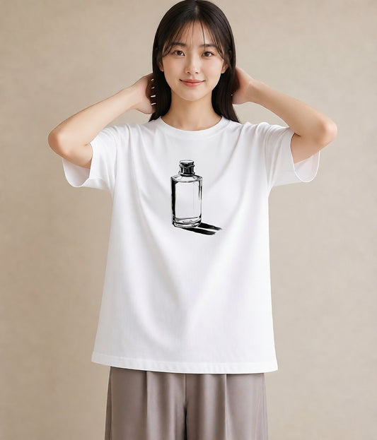 半袖Tシャツ レディース 香水 香水瓶 パフューム イラスト お洒落 綿100 デート 白T