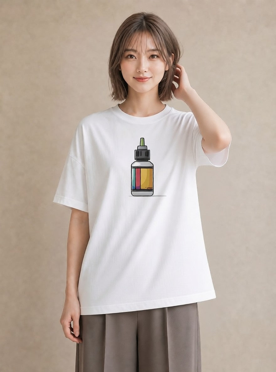 プリントTシャツ レディース ミルク 食べ物 フード イラスト ナチュラル 買い物 夏コーデ 白T