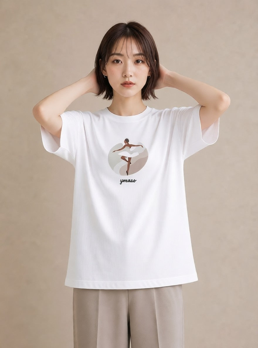Tシャツ レディース バレエシューズ バレエ トウシューズ ナチュラル アンティーク イラスト レトロ 旅行 母娘コーデ 白T