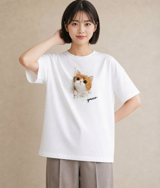 Tシャツ レディース ねこ 猫 ネコ イラスト ヴィンテージ風 春コーデ 姉妹 白T