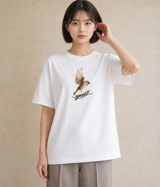 Tシャツ レディース 九官鳥 ペット 動物 イラスト ポップ 20代 カジュアルコーデ 白T