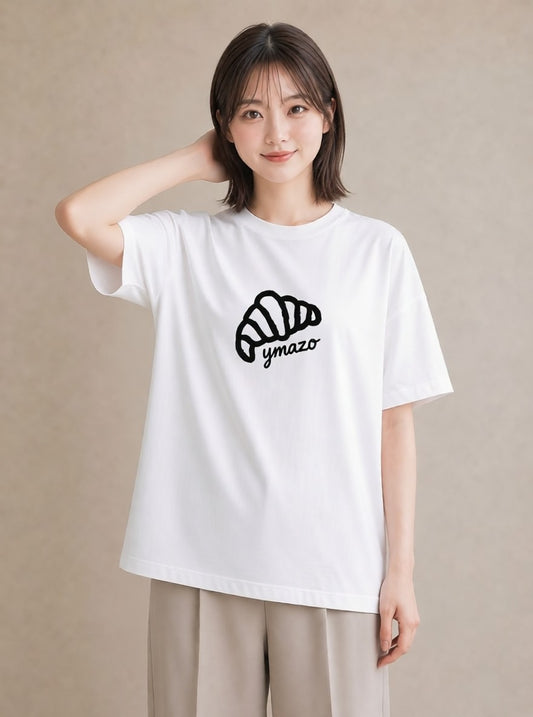 デザインTシャツ レディース パン ベーカリー イラスト 抜け感 レイヤード 友達ギフト 白T