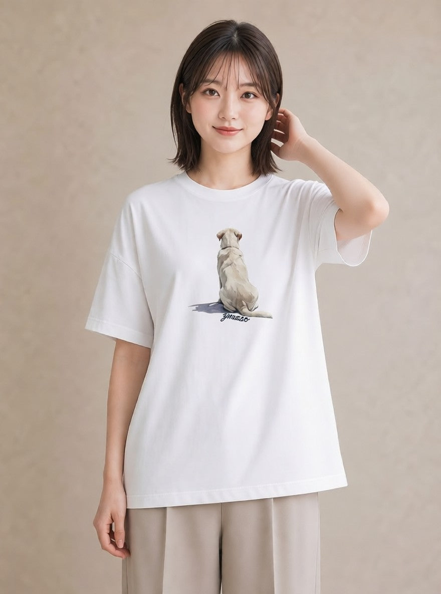 プリントTシャツ レディース 愛犬 犬 いぬ イラスト レトロ お出かけ 普段着 白T