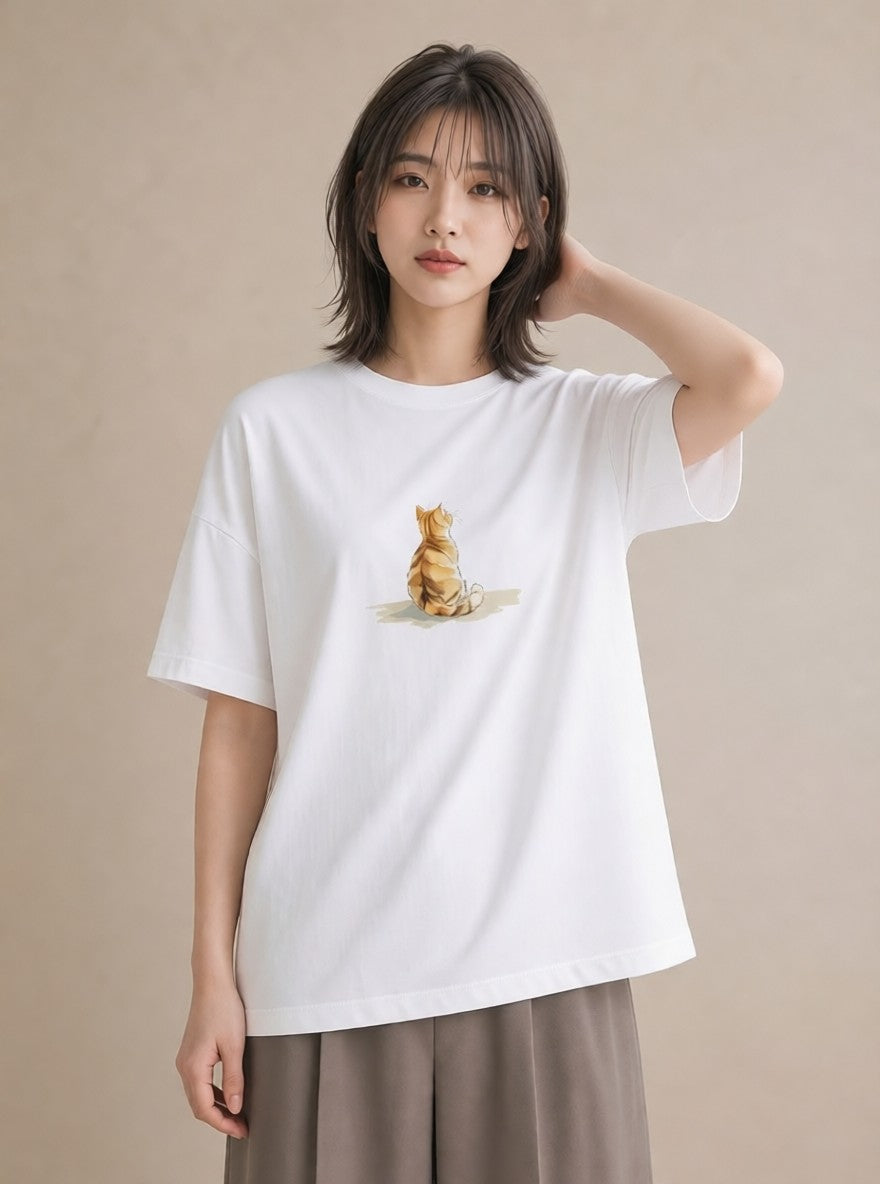 デザインTシャツ レディース 愛猫 猫 ねこ イラスト モード 秋コーデ おしゃれギフト 白T