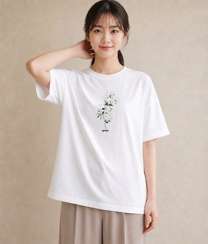 グラフィックTシャツ レディース 夕暮れ バルコニー 夕焼け ナチュラル アンティーク イラスト レトロ ラフ レイヤード 白T