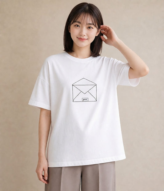 半袖Tシャツ レディース 封蝋 手紙 アンティーク ナチュラル イラスト 母の日 ビーチ 白T