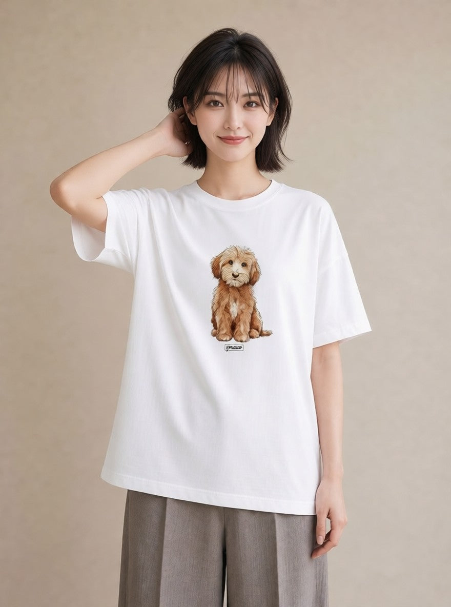 半袖Tシャツ レディース わんこ 犬 いぬ イラスト ガーリー 旅行 母娘コーデ 白T