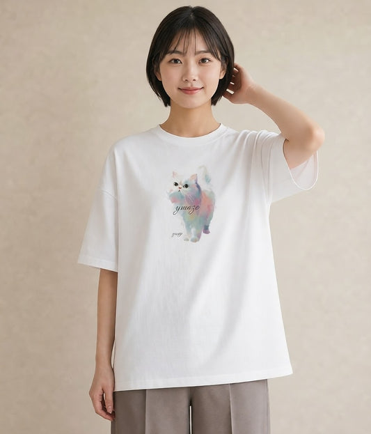 グラフィックTシャツ レディース 猫の手 猫 ねこ イラスト 個性的 ルームウェア ギフト 白T