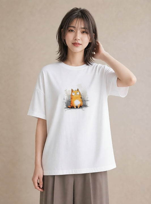 半袖Tシャツ レディース マンチカン 猫 ねこ イラスト ユニーク 春コーデ 姉妹 白T