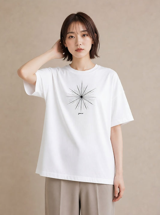 プリントTシャツ レディース 幾何学 ミニマル ジオメトリック イラスト ボタニカル 海 カフェ巡り 白T