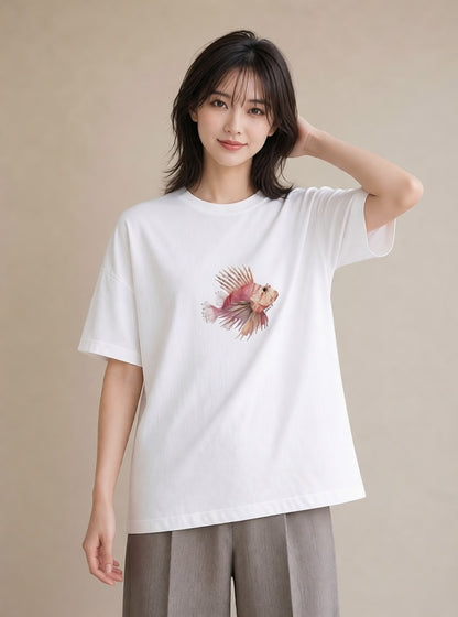 プリントTシャツ レディース カクレクマノミ 海の生き物 海 イラスト ガーリー 社会人 女性 白T