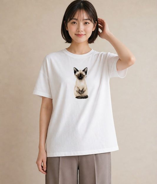 プリントTシャツ レディース エキゾチックショートヘア 猫 ねこ イラスト ポップ ルームウェア ギフト 白T