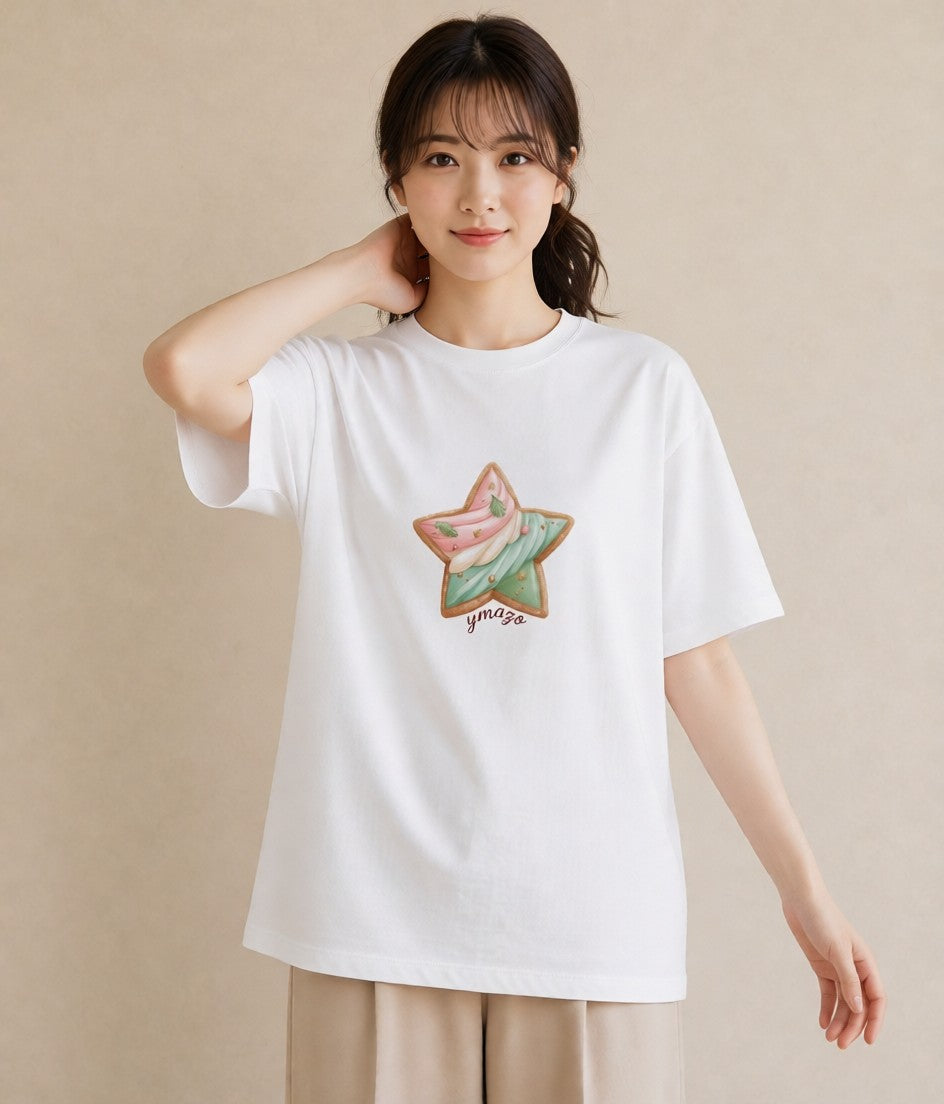 半袖Tシャツ レディース 星 星空 宇宙 イラスト お洒落 買い物 夏コーデ 白T