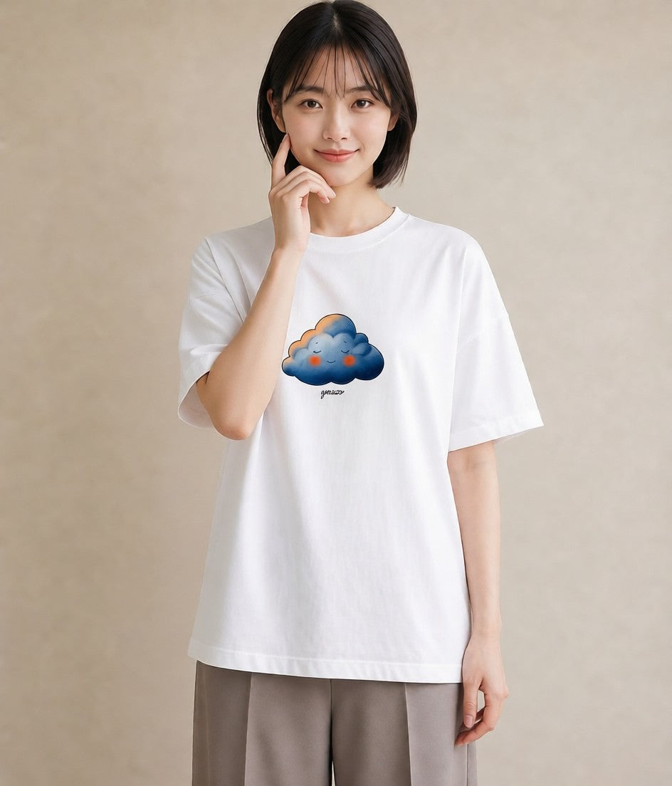 デザインTシャツ レディース 虹 星空 宇宙 イラスト 抜け感 ミセス 春コーデ 白T