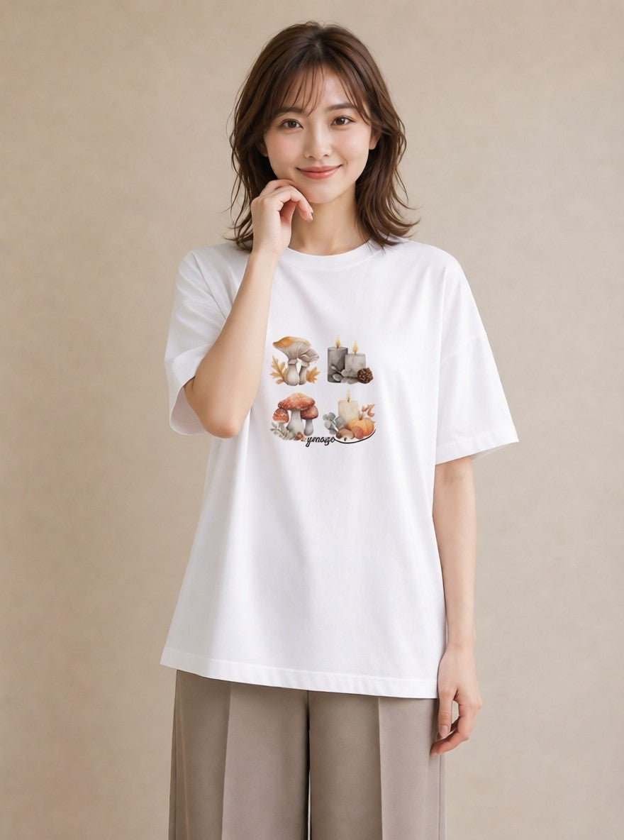 Tシャツ レディース 実り 植物 ボタニカル イラスト 線画 母の日 ビーチ 白T