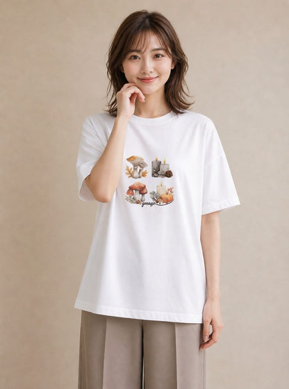 Tシャツ レディース 実り 植物 ボタニカル イラスト 線画 母の日 ビーチ 白T