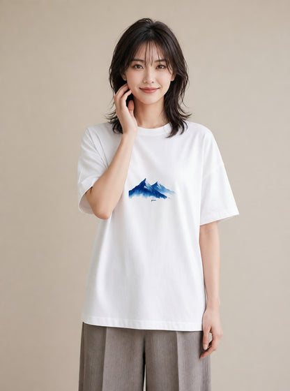 デザインTシャツ レディース 山 星空 宇宙 イラスト フェミニン 旅行 母娘コーデ 白T