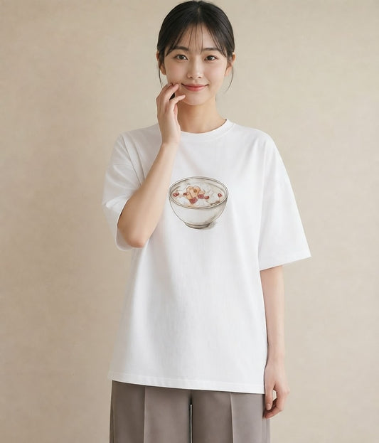 Tシャツ レディース プリン 食べ物 フード イラスト モード 通学 誕生日プレゼント 白T
