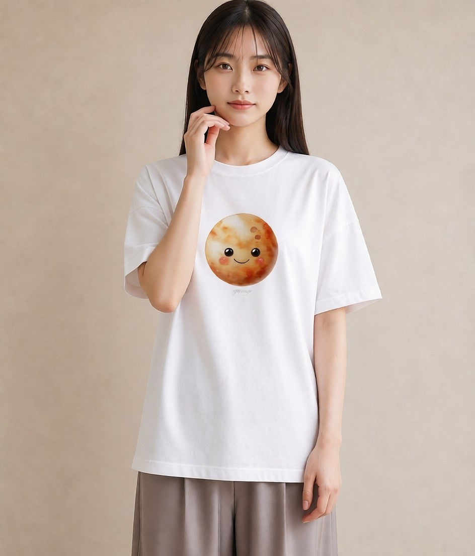 半袖Tシャツ レディース 月 星空 宇宙 イラスト 旅行コーデ ラフ レイヤード 白T
