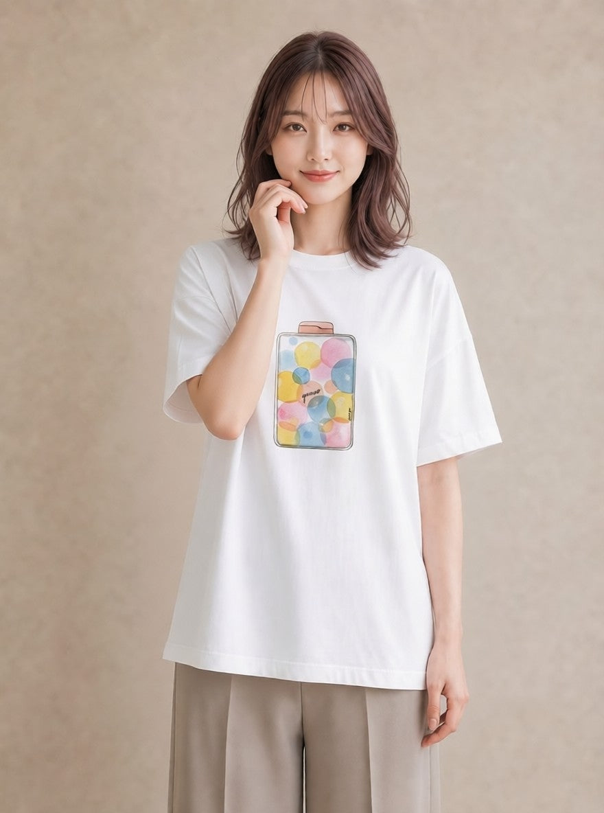 デザインTシャツ レディース クリームソーダ 食べ物 フード イラスト ボタニカル 普段着 週末コーデ 白T