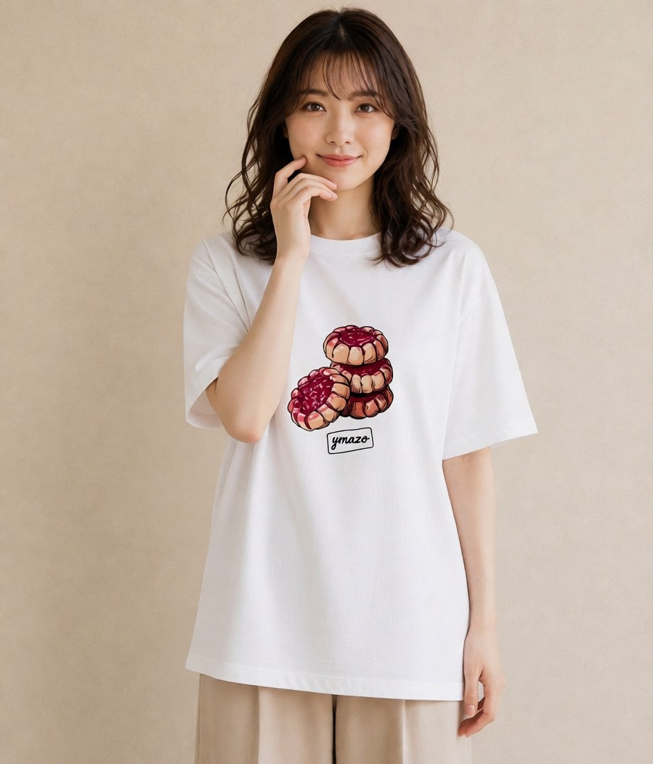 グラフィックTシャツ レディース どら焼き 食べ物 フード イラスト こなれ感 母娘コーデ 自分用 白T