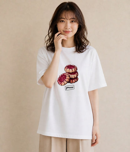 グラフィックTシャツ レディース どら焼き 食べ物 フード イラスト こなれ感 母娘コーデ 自分用 白T