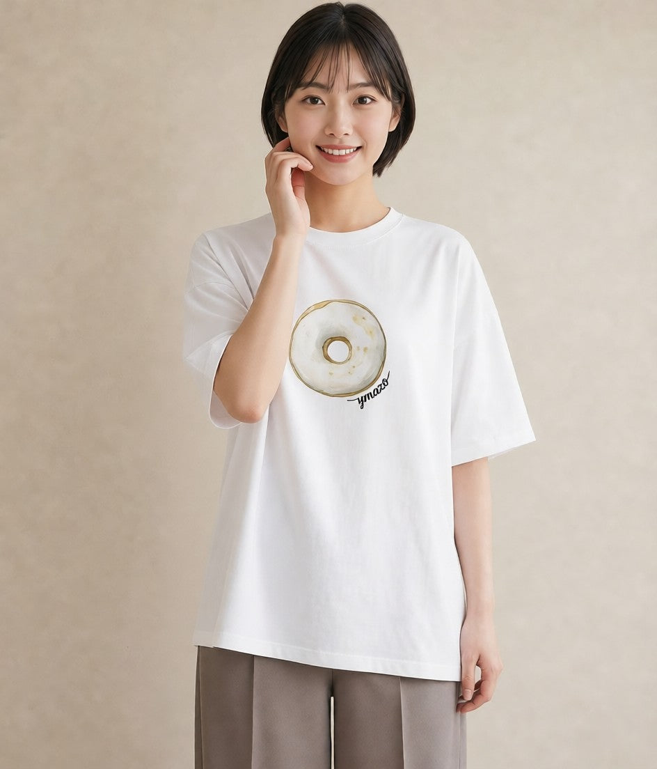 グラフィックTシャツ レディース プリン 食べ物 フード イラスト カジュアル 通勤 在宅 白T