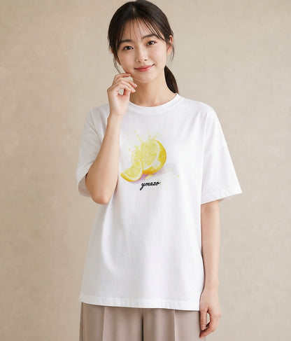 プリントTシャツ レディース レモン 檸檬 食べ物 フード イラスト シック 女子会 お揃い 白T
